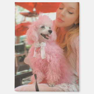 Pink poodle magnet, pink poodle gift magnet