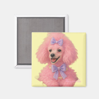 Pink poodle magnet, poodle decor magnet