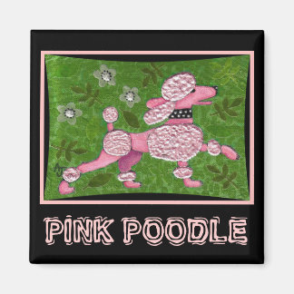 PINK POODLE PARADE - playful poodle magnet