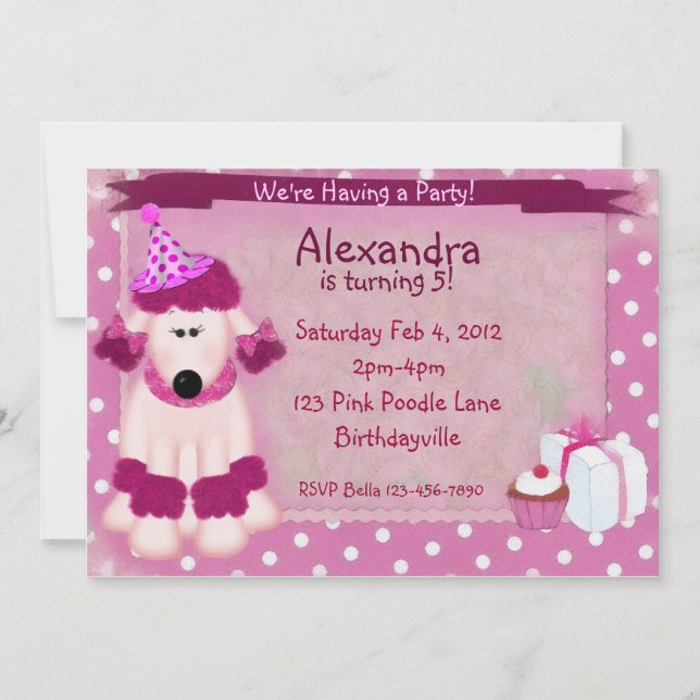Pink Poodle Party Invitation (Front)