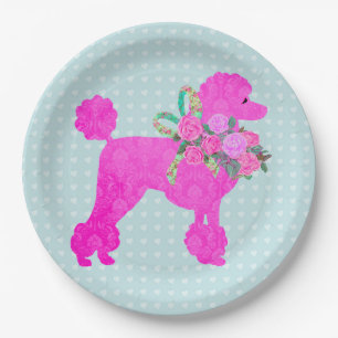 Pink Poodle Party Supplies Paper Plate