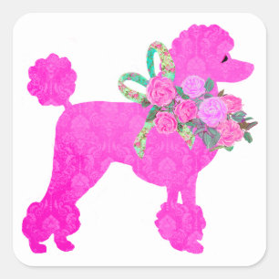 Pink Poodle Party Supplies Square Sticker