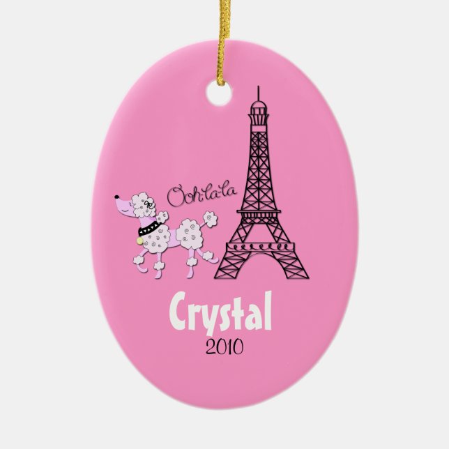 PINK POODLE Personalised Christmas Ornament (Front)