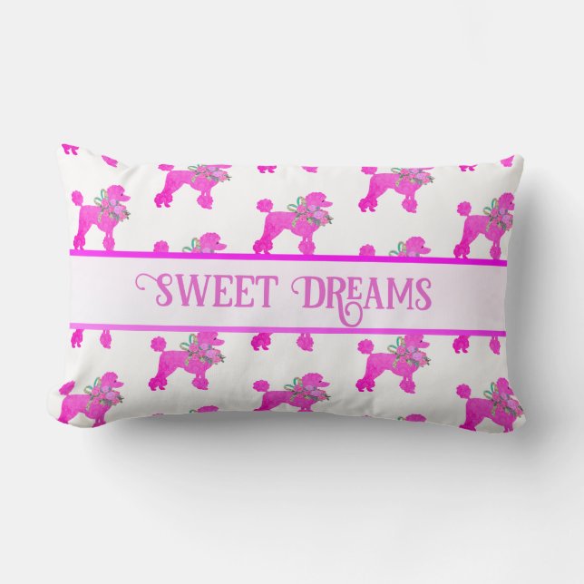 Pink Poodle Personalised Lumbar Cushion (Front)
