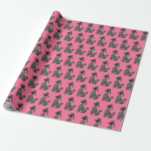Pink Poodle Print Wrapping Paper