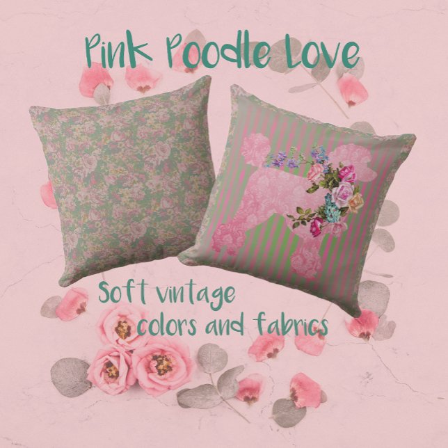 Pink Poodle Vintage Fabric  Cushion (Creator Uploaded)