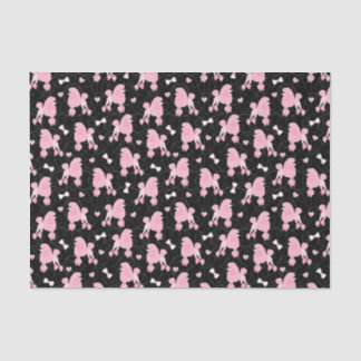 Pink Poodles and Bows Pattern Black Tissue Paper
