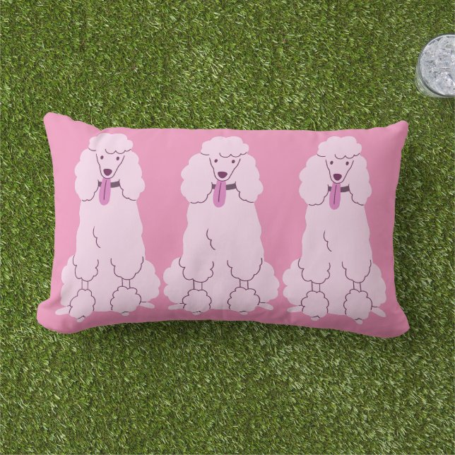 Pink Poodles Lumbar Cushion (Grass)