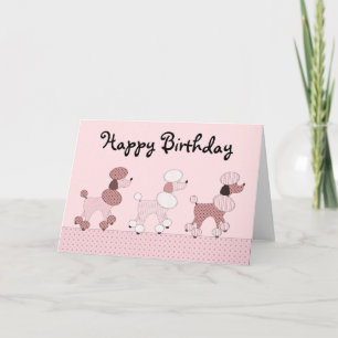 Pink Poodles On Parade Card