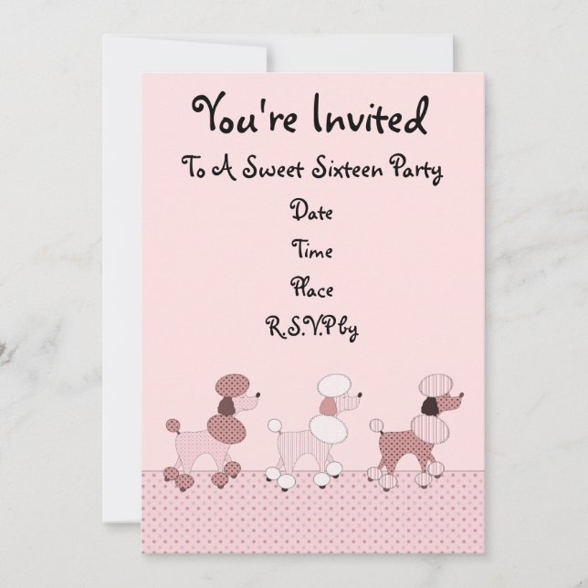 Pink Poodles On Parade Invitation (Front)