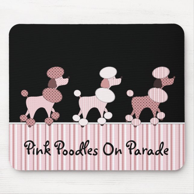 Pink Poodles On Parade Mousepad (Front)