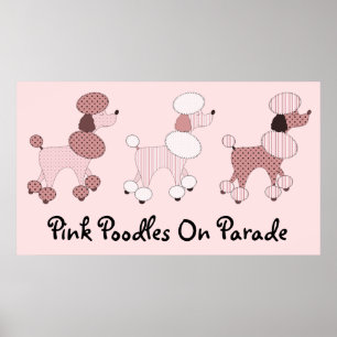 Pink Poodles On Parade Print