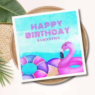 Pink Pool Party Birthday  Napkin