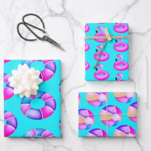 Pink Pool Party Birthday  Wrapping Paper Sheet