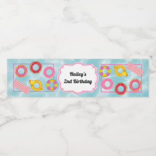 Pink Pool Party Water Bottle Label