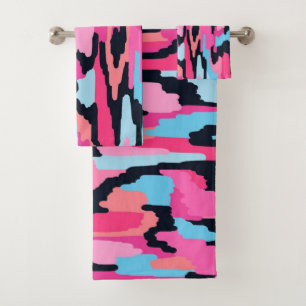 Pink Pop Abstract  Bath Towel Set