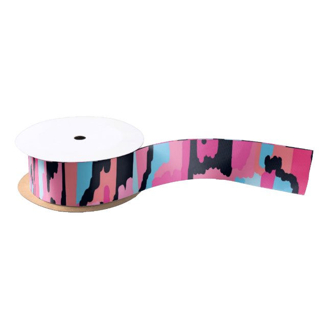 Pink Pop Abstract  Satin Ribbon (Spool)