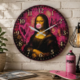 Pink Pop Art Mona Lisa Large Clock