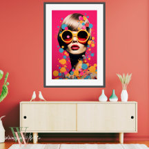 Pink Pop Art Woman Portrait
