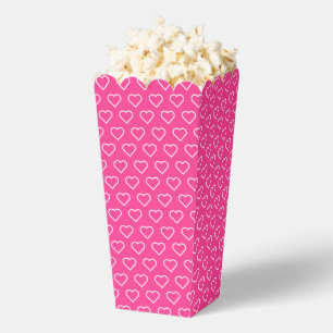 Pink Popcorn Box with Hearts - Choose Colours