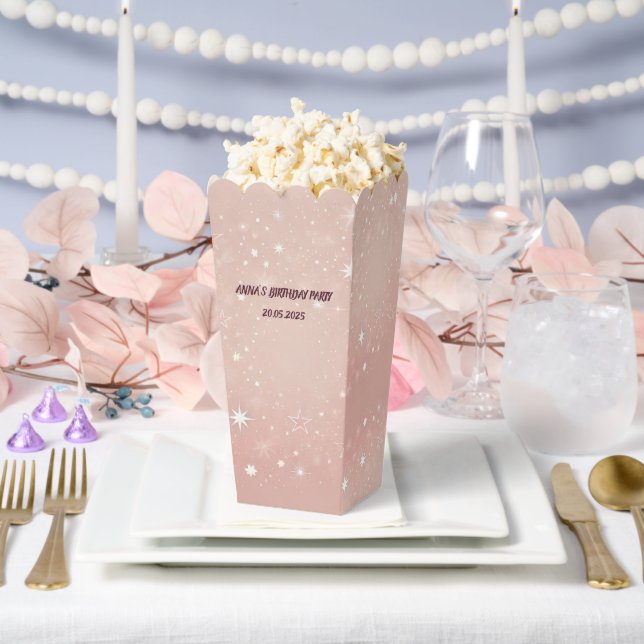 Pink Popcorn Favour Box | Custom Party Treat (Wedding)