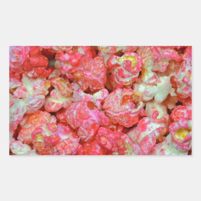 Pink popcorn rectangular sticker (Front)