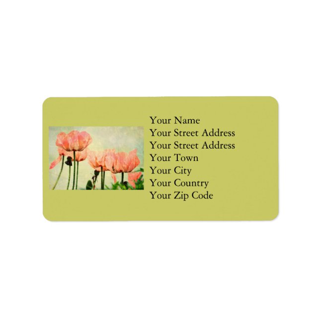 Pink Poppies and Floral Swirls Address Labels (Front)