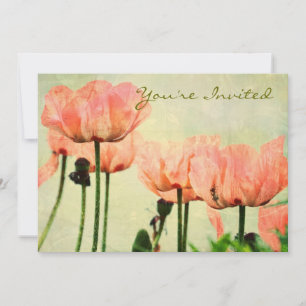 Pink Poppies and Floral Swirls Invitation