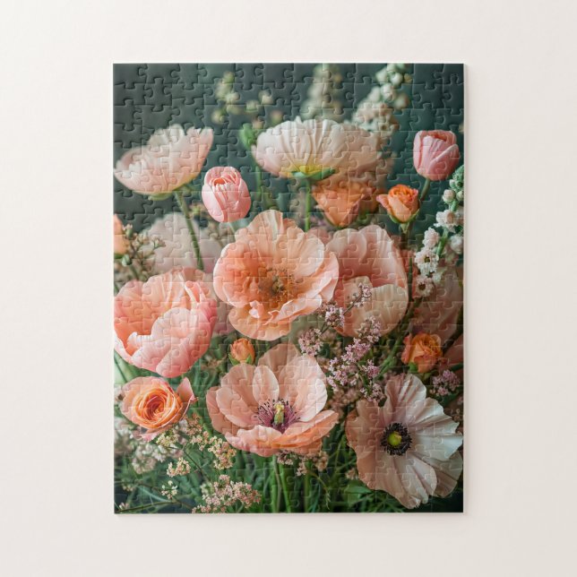 Pink Poppies and Snapdragon Blooms Jigsaw Puzzle (Vertical)