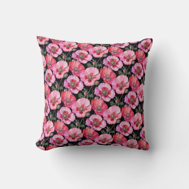 Pink Poppies  Cushion (Front)