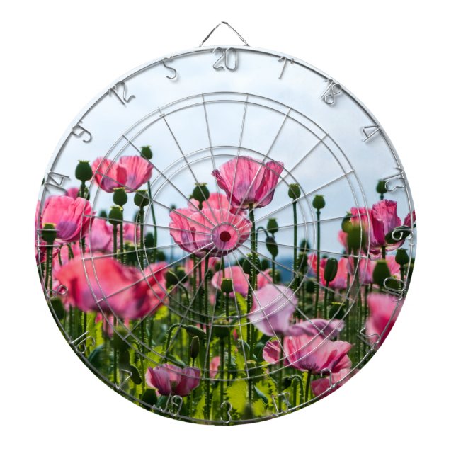 Pink Poppies Dartboard (Front)