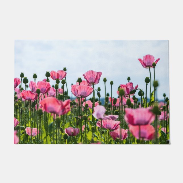 Pink Poppies Doormat (Front)