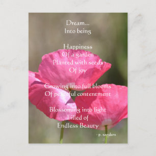 Pink Poppies Dream Poem Postcard