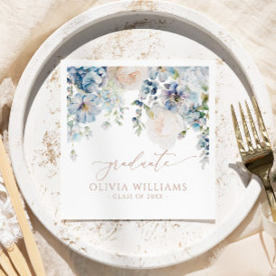 Pink Poppies Flowers Graduation Party Napkins