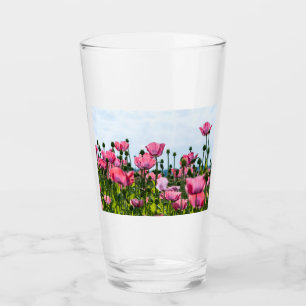 Pink Poppies Glass