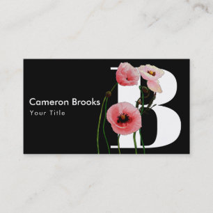 Pink Poppies & Initials Business Card
