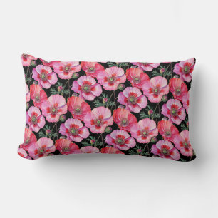 Pink Poppies Lumbar Cushion