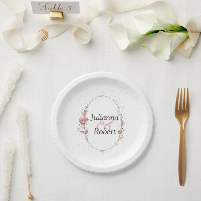 Pink poppies   paper plates (Wedding)