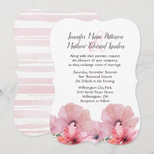 Pink Poppies Wedding Invitation