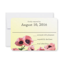 Pink Poppies Wedding Response Card