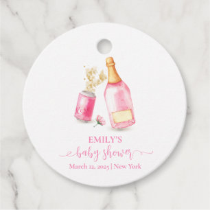 Pink Poppin Champagne Beer Girl Baby Shower Favour Tags