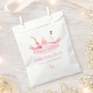 Pink Poppin Champagne Bottles Feet Baby Shower  Favour Bag