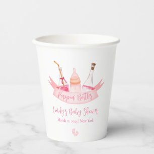 Pink Poppin Champagne Bottles Feet Baby Shower Paper Cups