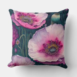 Pink Poppy Abstract Cushion