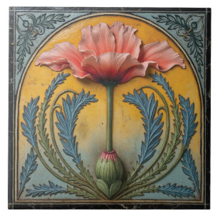 Pink Poppy at Sunset Ceramic Tile