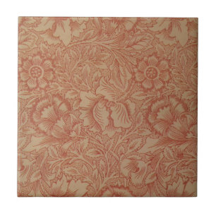 Pink Poppy (by William Morris) (Vintage Pattern) Ceramic Tile