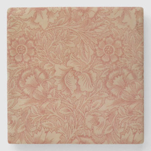 Pink Poppy (by William Morris) (Vintage Pattern) Stone Coaster