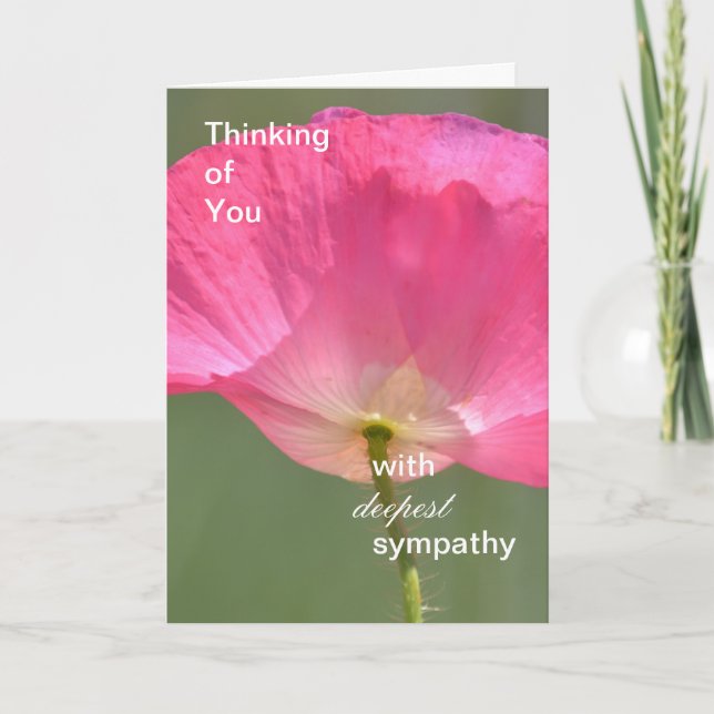 Pink Poppy Deepest Sympathy Card (Front)