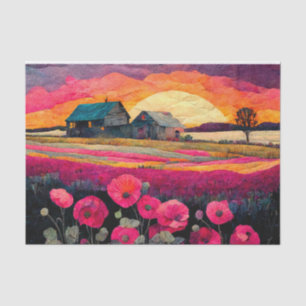 Pink Poppy Farm Collage Tissue Paper