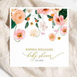 Pink Poppy Floral Baby Shower Napkins